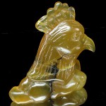 KG-018 Hand carved genuine Natural gem gemstone Fire Opal in Cock Chicken pheasant hen Head shape Statue